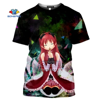 Anime Puella trije kralji Madoka Magica 3D Tiskanja moška T-shirt Harajuku O-neck majica s kratkimi rokavi Moški Priložnostne Hip Hop Tshirt Kratek Rokav Trenirke