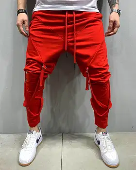 2020 Moških svinčnik hlače Priložnostne harem hlače mens joggers Ulične Joggers Človek Hip hop sweatpants Moda Harem Hlače Rdeče Črno