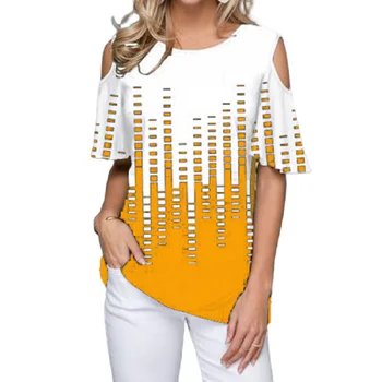 2020 Nove Modne Ženske Plus Velikost 5XL Svoboden Majica s kratkimi rokavi Ženske Poletje Priložnostne Tiskanja Vrhovi Tshirt Kratek Rokav Off Ramo T-Shirt