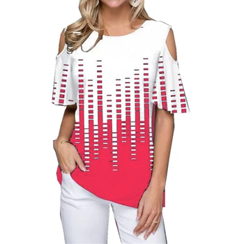 2020 Nove Modne Ženske Plus Velikost 5XL Svoboden Majica s kratkimi rokavi Ženske Poletje Priložnostne Tiskanja Vrhovi Tshirt Kratek Rokav Off Ramo T-Shirt