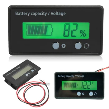 12V Kisline Vodi Litij-Zmogljivost Baterije Indikator Moči Tester Napetosti Voltmeter LCD-Zaslon S Kablom 300mm