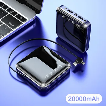 20000mAh Moči Banke Vgrajen Kabel Za Xiaomi Samsung Z Digitalnim prikazom Mini Powerbank Pogon Tip C Mikro