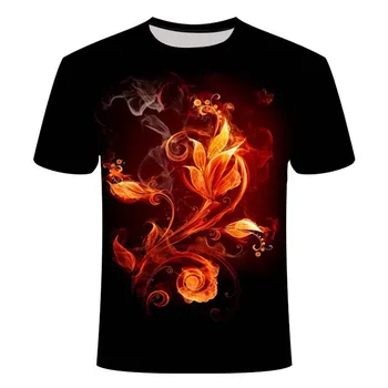 Nove moške poletne plamen vzorec 3D tiskanje moških in žensk kratka sleeved krog vratu kratki rokavi T-shirt fashion majica vrhovi