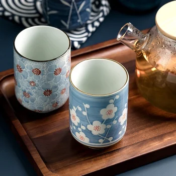 Ustvarjalne Gospodinjski Japonski slog Ročno pobarvane Modro in Belo Porcelana Skodelico Čaja Brez Ročaj Naravnost Pokal Keramične Skodelice
