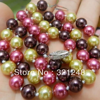 Multicolor simulirano-pearl 8 mm krog lupina kroglice diy zaponko ogrlica za mavrica nakit, ki približno 18 inch GE1188
