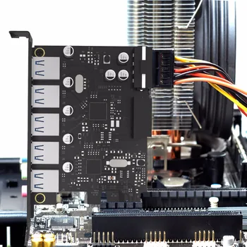 ORICO PVU3-5O2I USB3.0 5-Port PCI-E Širitev Sim z Dvojno Čip, Visoka Hitrost Z 20 Pin Slot-Črna