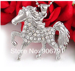 20pcs veliko zlitine rodij prekrita moda kristalno konja, ogrlico, obesek, nakit