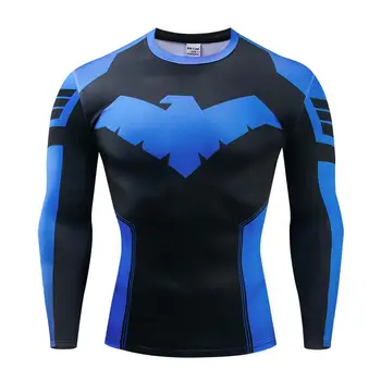 2020 Novo Nightwing 3D Natisnjeni T-majice Moške Dolg Rokav Cosplay Kostum Fitnes Oblačila Moški Vrhovi Halloween Kostumi Za Moške Pri