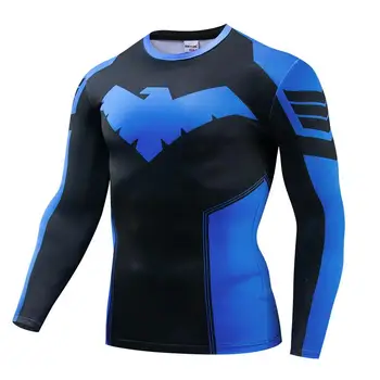 2020 Novo Nightwing 3D Natisnjeni T-majice Moške Dolg Rokav Cosplay Kostum Fitnes Oblačila Moški Vrhovi Halloween Kostumi Za Moške Pri