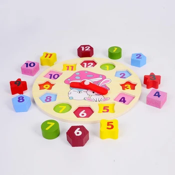 Otroci Lesene Puzzle Ura Igrače Montessori Izobraževalne Igrače, Geometrijske Oblike Ujemanja Uganke Igre Barva Učenje Igrače Za Otroke