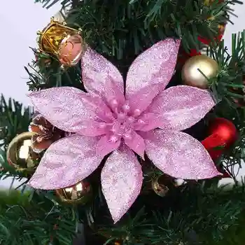 10Pcs Bleščice v Prahu Božič Umetno Cvetje Dekor Sequins Poinsettia Ponaredek Cvetje, Poročni Xmas Tree Novo Leto Dekor za Ho