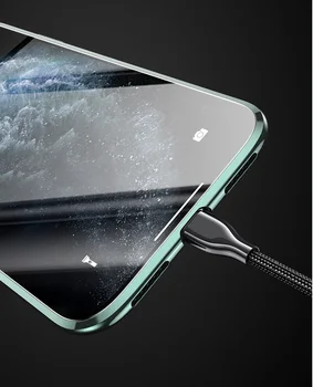 Magnetni Adsorpcije Shockproof Kovinski Odbijača+Prozorno Kaljeno Steklo screen protector Case Za iPhone 11 Pro/iPhone 11 Pro MAX