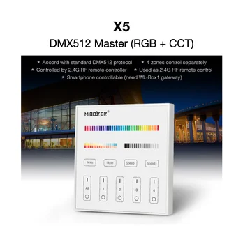X5 DMX512 Master (RGB+SCT) AC100~240V 4-Pas Za 2,4 G RF Daljinski & Pametni telefon je mogoče Nadzorovati, za RGB+SCT Lučka MiLight MiBOXER