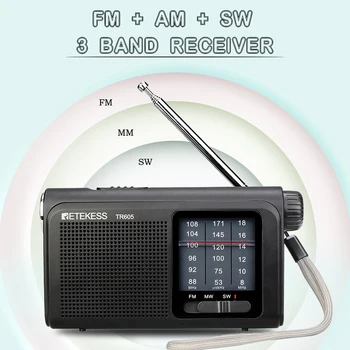 Retekess TR605 Prenosni Radio FM/MW/SW Zasilna Svetilka Z Polnilno Baterijo Glasen Zvočnik Za Starejše