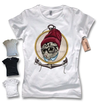 Dame T-Shirt Hipster - Hipster Letnik Nerd Bombaž S M L XL(1)