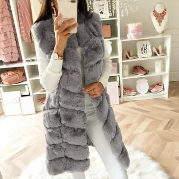 Moda Zimski plašč ženske Specializiranimi za umetno Krzno Gilet Telovnik brez Rokavov Waistcoat Telo Toplejše Jakno Plašč Outwear chaquetas mujer 2021