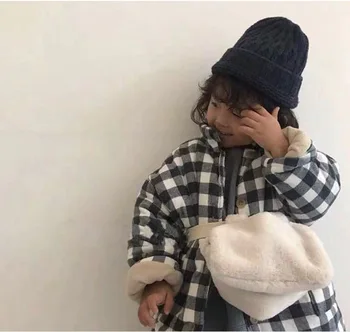 2020 Pozimi korejski otroška Oblačila Vroče Prodajo Fantje in Dekleta Retro Moda Mid-Dolžina korejski Vse-tekmo Kariran Plašč