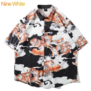 2020 hip-hop-shirt ulica slog moške Hawaiian majica tiger vzorec original poletje plaža majica kratek rokav, nove