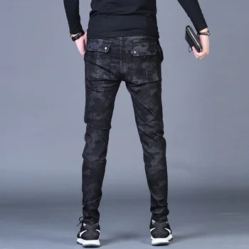 Moški Prikrivanje, Jeans, Moda Stretch Fit Slim Svinčnik Hlače Korejski Slog Priložnostne Bombaža, Jeansa Hlače