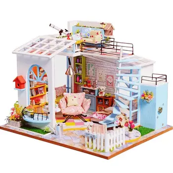 DIY Zbrati Lutka Hiša Dollhouses Miniaturni Lutke Pohištvo Set Komplet Igrač za Otroke Božično Darilo