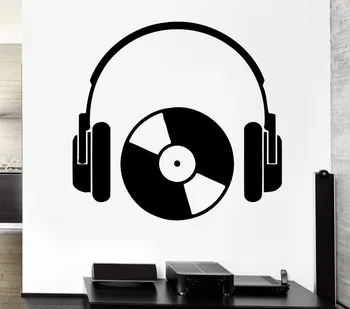 Hip Hop Style Slušalke Glasbene Serije Stenske Nalepke, Vinilne Kul Rock Slušalke S CD-Art Design Steno stensko Nalepko Umetnost Plakata Y-812