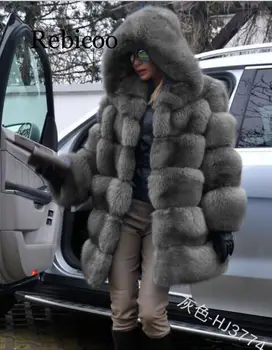 Nove zimske uvoženih lisica krzno plašč ženski temperament toplo plus velikost womens modnih specializiranimi za umetno krzno plašč plašč