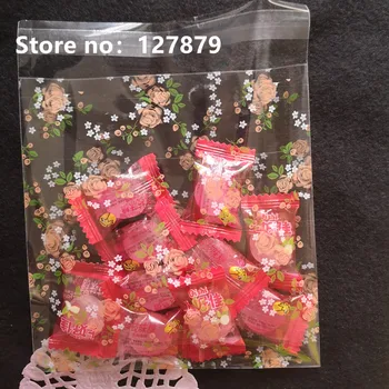 50Pcs 14x14cm Rose Rože, Sladkarije Piškotek Vrečke svate Darilne Vrečke Plastični Samolepilni Jelly Kartonske Embalaže, Vrečke