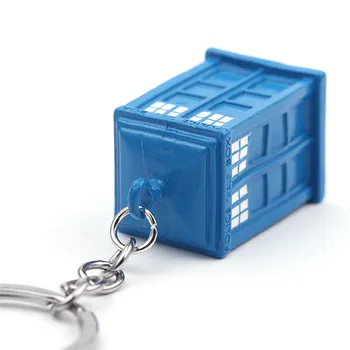 Brezplačne dostave visoke kakovosti modrega emajla TARDIS policija polje ključnih verige nakit tipko veriga obroč je primeren za moške in ženske