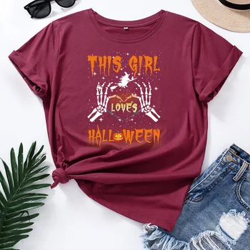 Harajuku Halloween Tiskanja Ženske T-Shirt Plus Velikost Bombaž T Poletne Majice Kratek Rokav Osnovna Tees Ženski TShirt Roza Zgornji Deli Oblacil Ženske