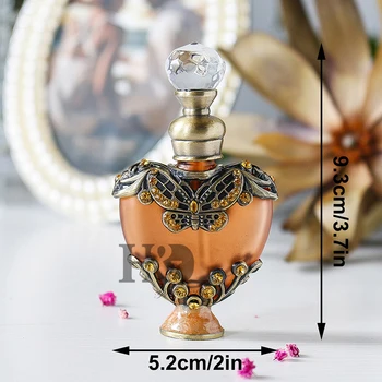 H&D 5ml Letnik Srce Oblika Prazne Stekleničke Parfuma Retro Kovin, Stekla, se lahko ponovno polnijo Eterično Olje, Posodo Zbirateljske Zamašek Darilo
