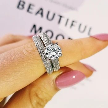 2020 nova zasnova rose zlata, srebrna barva poročni prstan set za ženske angažiranosti prst obletnico darilo Banket nakit R5030
