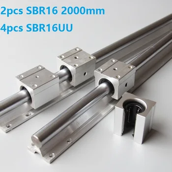 2pcs SBR16 -L 2000mm podporo železniškega linearni vodnik + 4pcs SBR16UU linearni bloki beairng za CNC linearni železnici