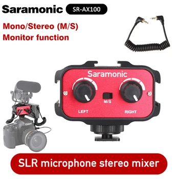 Saramonic SR-AX100 Univerzalni Mikrofon Zvočna kartica Mešalnik s Stereo & Dual Mono 3,5 mm Vhodi za DSLR Fotoaparate & Kamere