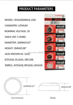 500PCS za Maxell Prvotne CR1620 Gumb Celično Baterijo Za Gledanje Avto Daljinski Ključ cr 1620 ECR1620 GPCR1620 3v