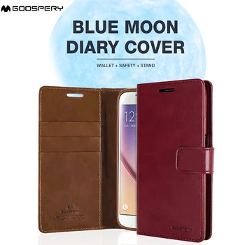 Goospery Blue Moon Dnevnik Flip Denarnice Primeru Pokrovček Za Samsung Galaxy S7 Rob S8 S9 S10 Plus Opomba 8 9 10