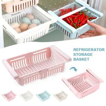 2PCS Pull-out Kuhinjo Škatla za Shranjevanje Plastičnih Hladilnik Organizator Nastavljiv Shranjevanje Košare, Kuhinjski Pribor Raztegljive