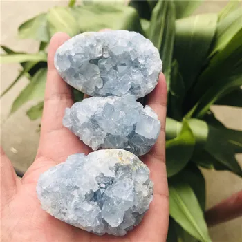 3pcs na Naravno Modrem Celestite Mineralne Zdravilne Crystal Grozdov Geode Nezakonitih Gem Kamen Doma Dekoracijo Vzorec