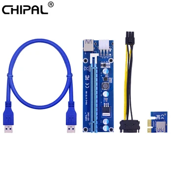 CHIPAL VER006C 60 CM PCI-E Riser Card 006C PCI Express 1X PCIE, da 16X Adapter USB 3.0 Kabel SATA da 6Pin Moč za Rudarstvo Rudar