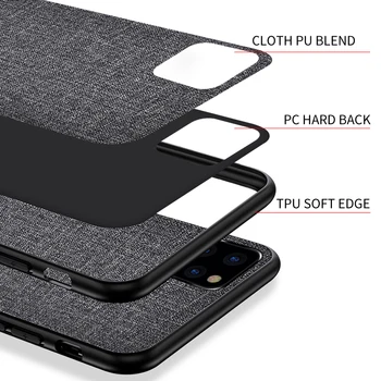 Poslovni Tkanine Primeru za iphone 11 Pro Mehki Silikonski Okvir Pokrova Primeru za iphone 11 Pro Max Retro Tkanine Colth Zadnji Pokrovček