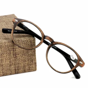 Nov Krog Obravnavi Očala Ženske LESA Vzorec Okvir Očala Mens Lesene Presbyopic Očala S Svetlobo Dioptrije Pogled Lupo