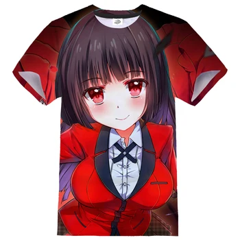 Kakegurui 3D Print majica s kratkimi rokavi Anime Kawaii Dekle Cosplay Ulične Moški Ženske O-Vratu Priložnostne Tshirt Poker Hip Hop T Shirt Vrhovi Unisex