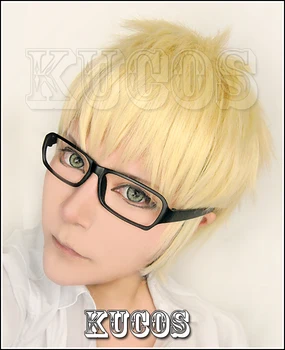 Anime Haikyuu!! Kei Tsukishima Kratke Luči Blondinka Cosplay Kostum Lasuljo, Odporna proti Vročini (ne vključuje očala)