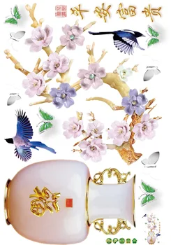 Plum Blossom Vaza Stenske Nalepke Kitajski Slog Cvetje Doma Dekor Dobro Smislu Umetnosti Ozadje Ptica Dekorativni Vinyls za Stene