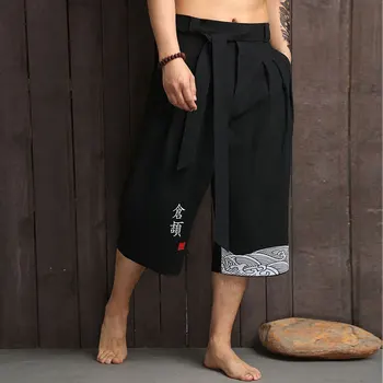 Moške korejski Kimono Tradicionalni Slog Priložnostne Poletje Široko-Dolžina Pants Tiskanja Moški Odrezana Hlače Ulične Dropshipping