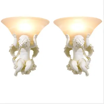Evropski umetnosti smolo Stenske svetilke led svetilke Dnevna soba dekoracijo bež angel steno žarnice E27 led lustre razsvetljavo stenske luči Z30