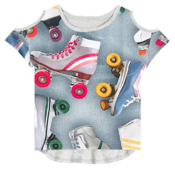 Baby dekle Poletje, Otroci in Modnih 3D T-Shirt blagovno Znamko Design Majica s kratkimi rokavi otroci Dekle tees rolerji tiskanje