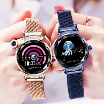 H2 Luksuzni Pametno Gledati Ženske Nepremočljiva Dame moda Smartwatch Srčni utrip Fitnes Tracker za Android IOS Telefon PK B80 H1 H8