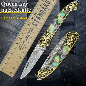 Damask Jekla Nož Rezilo Folding Nož za Kampiranje Boj proti Žep Noži Lov Preživetje EOS Orodja na Prostem Orodja Taktično Noži