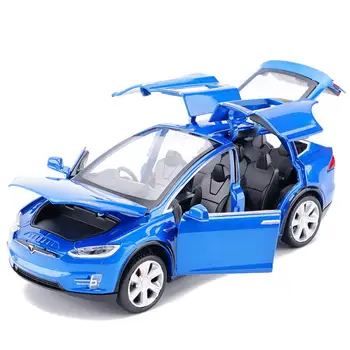 1:32 Tesla Model X90 Visoko Simulacije Kovinski Model Acousto-optičnih Potegnite nazaj Igrača Avto 4 Odprtih Vrat Utripa Glasbe Otroci Igrače Darilo