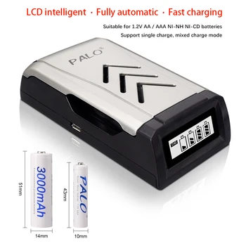 PALO 1,2 V 3000mAh AA Baterija za ponovno Polnjenje+1100mAh Baterija AAA NI-MH AA AAA Baterije za ponovno Polnjenje z LCD USB Polnilec za Baterije
